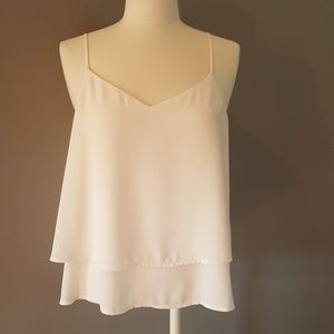 Flowy white spaghetti strap tank